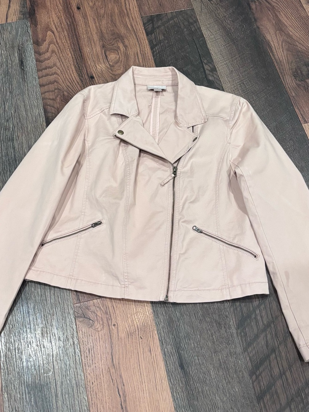 LOFT Blush Moto Jacket Collared design in size large . Cotton material